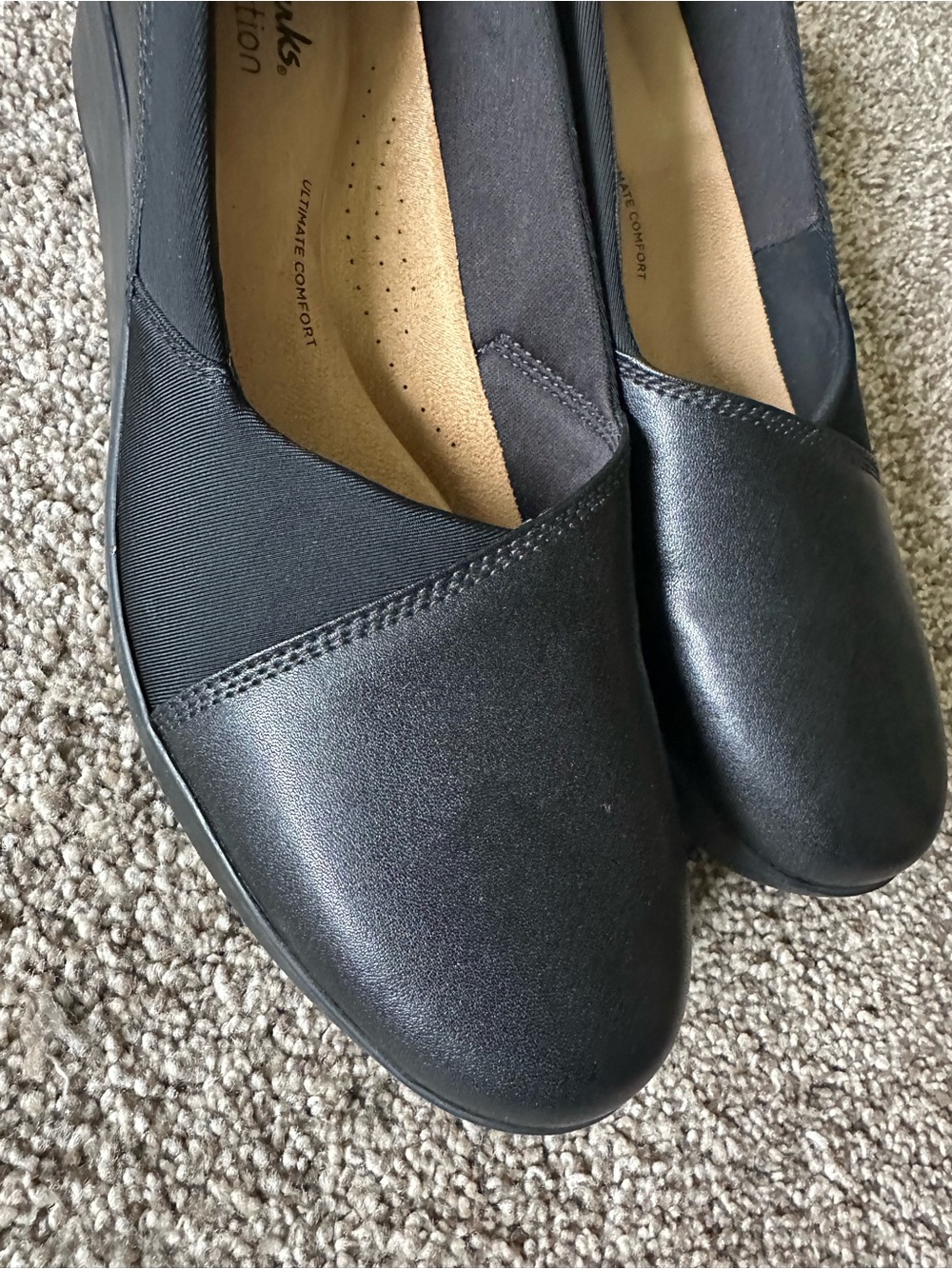 Clarks Black Slip-On Comfort Flats - Picture 8 of 9